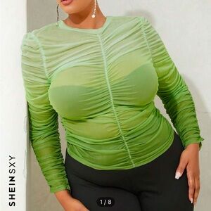 SHEIN SXY Plus Ruched Ombre Mesh Top Size 18